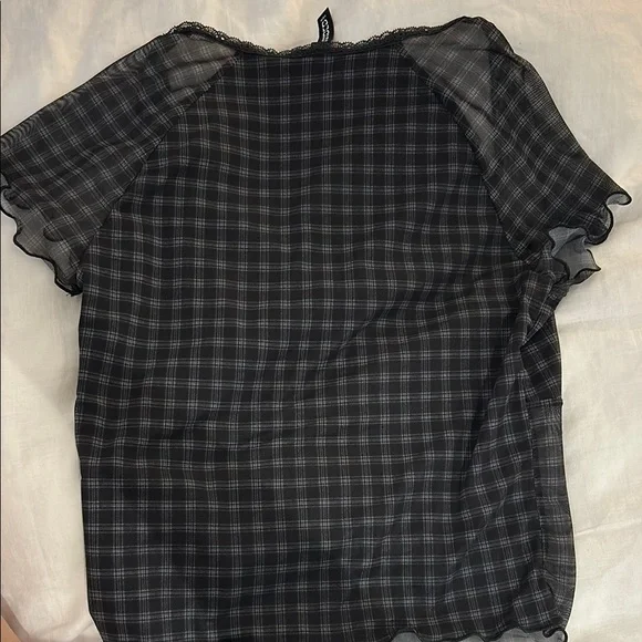 Divided Black Fitted Ruffled Blouse - Picture 2 of 4